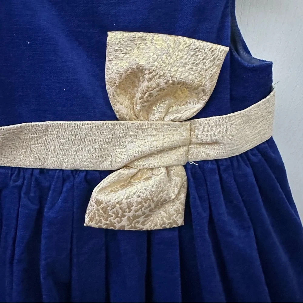 Gymboree Blue Velvet Dress and Osk Kosh Floral Print Denim Jumper Dress bundle